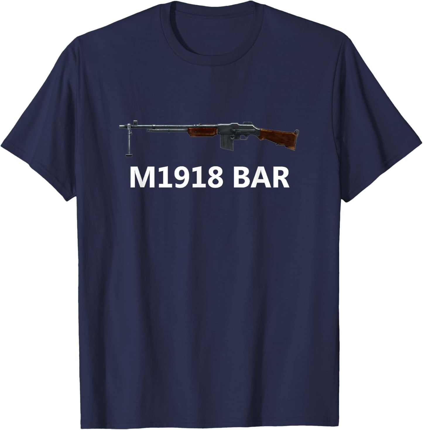 M1918 Bar Rifle Gun Firearm WW2 WWII Army Military T-Shirt - T-Shirt | Navy