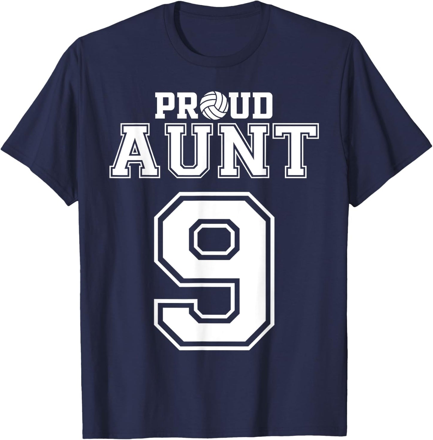 Custom Proud Volleyball Aunt Number 9 Personalized Women T-Shirt - T-Shirt | Navy