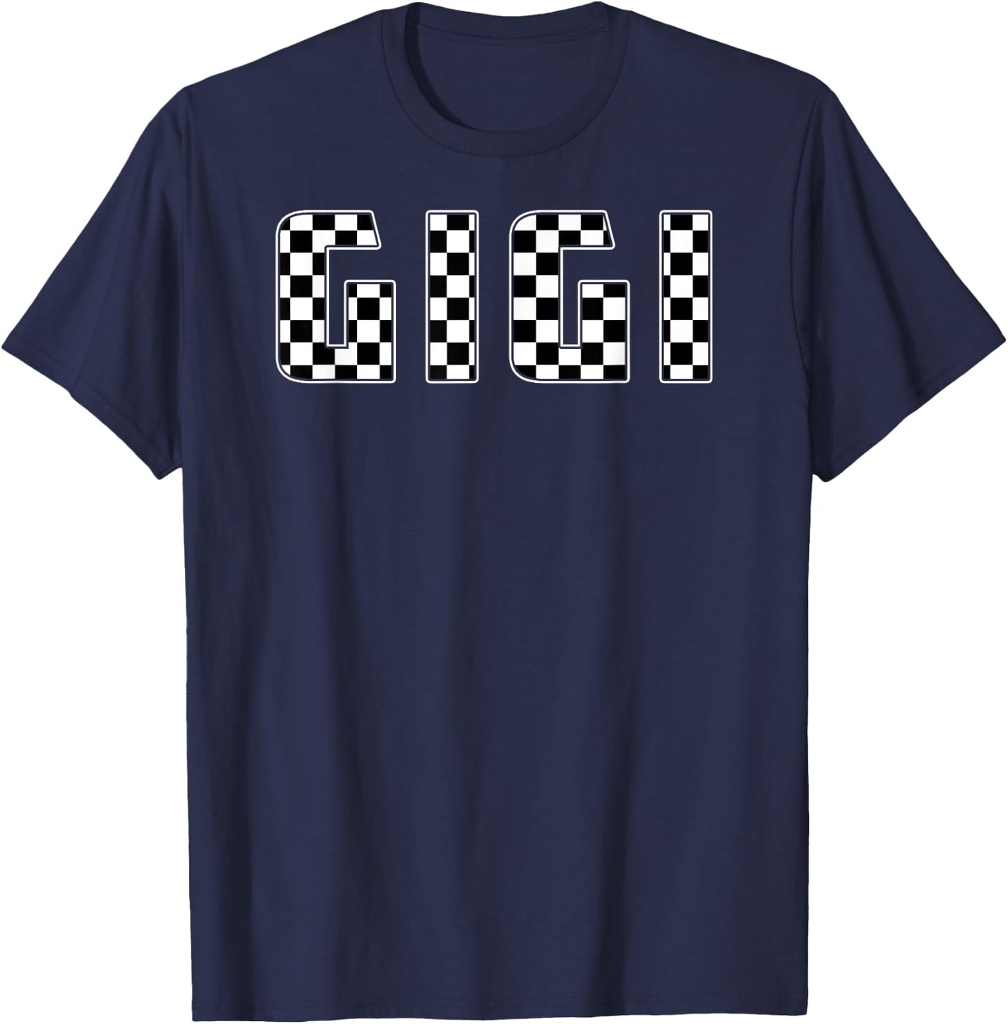 Gigi Racing Race Car Gigi Checkered Flag Pit Crew Bday T-Shirt - T-Shirt | Navy