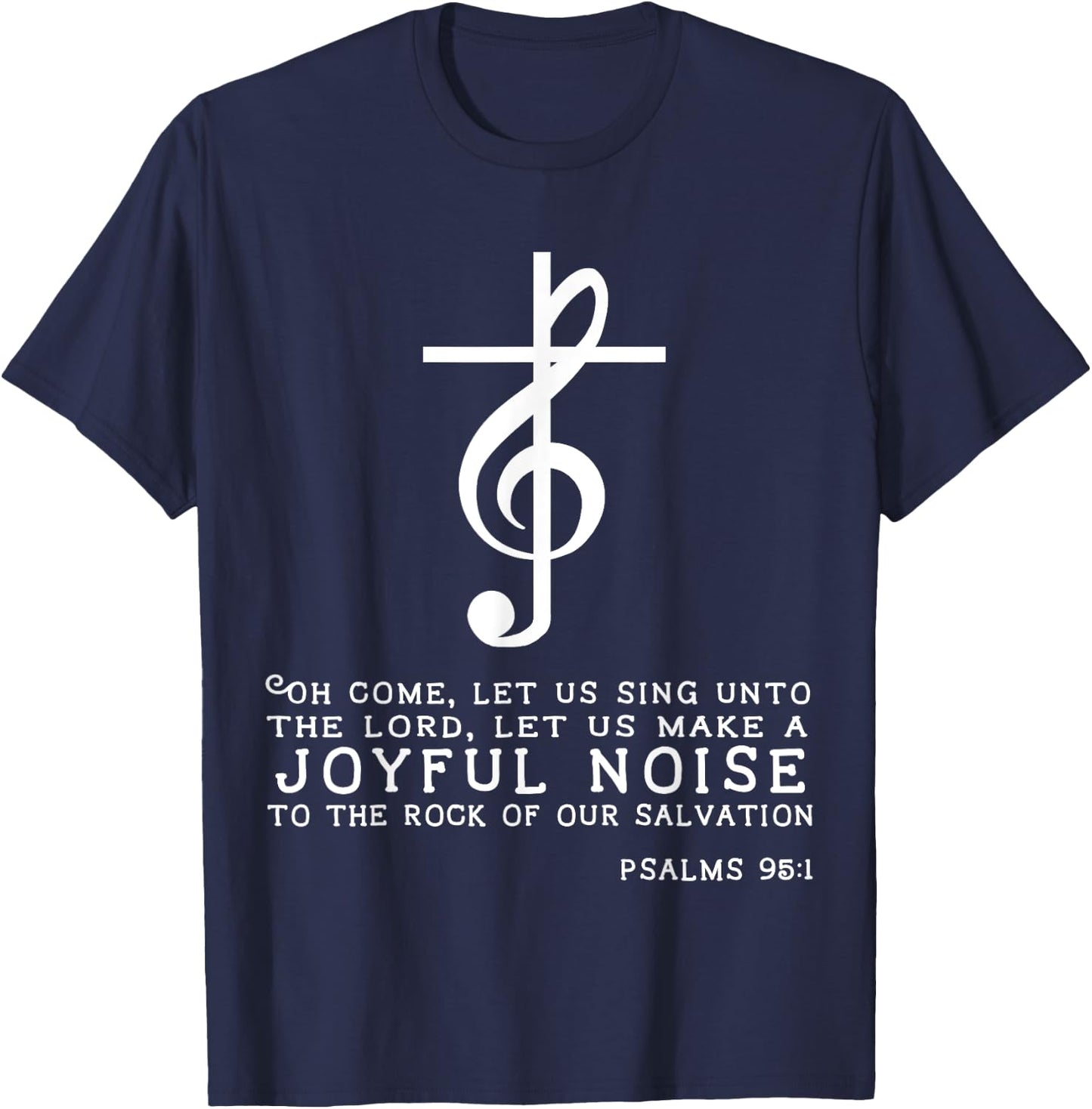 Christian Music Cross Treble Clef Musical Gift T-Shirt - T-Shirt | Navy