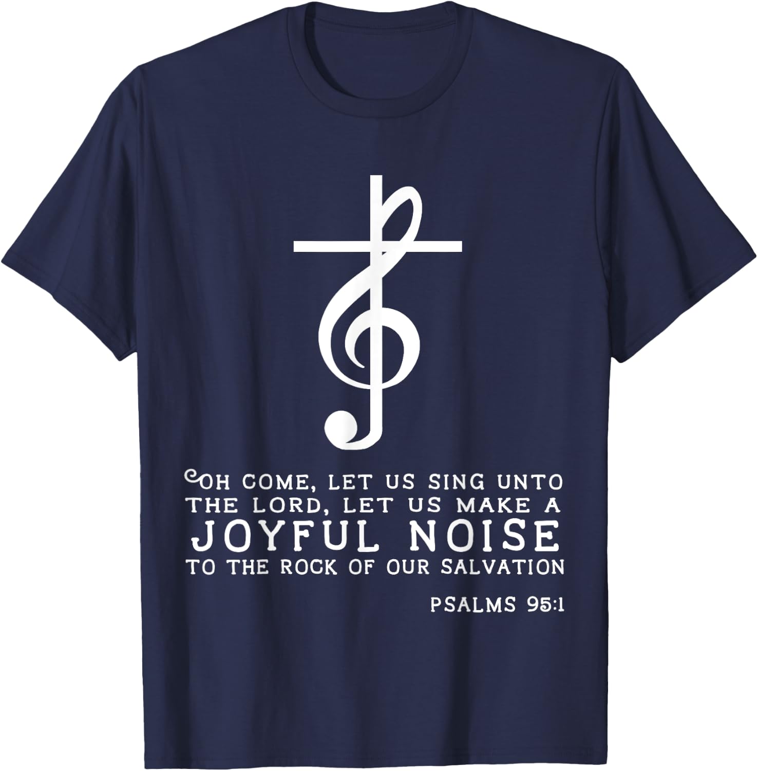 Christian Music Cross Treble Clef Musical Gift T-Shirt - T-Shirt | Navy
