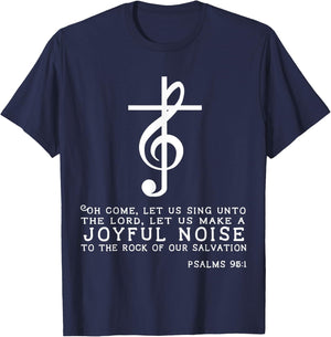 Christian Music Cross Treble Clef Musical Gift T-Shirt - T-Shirt | Navy