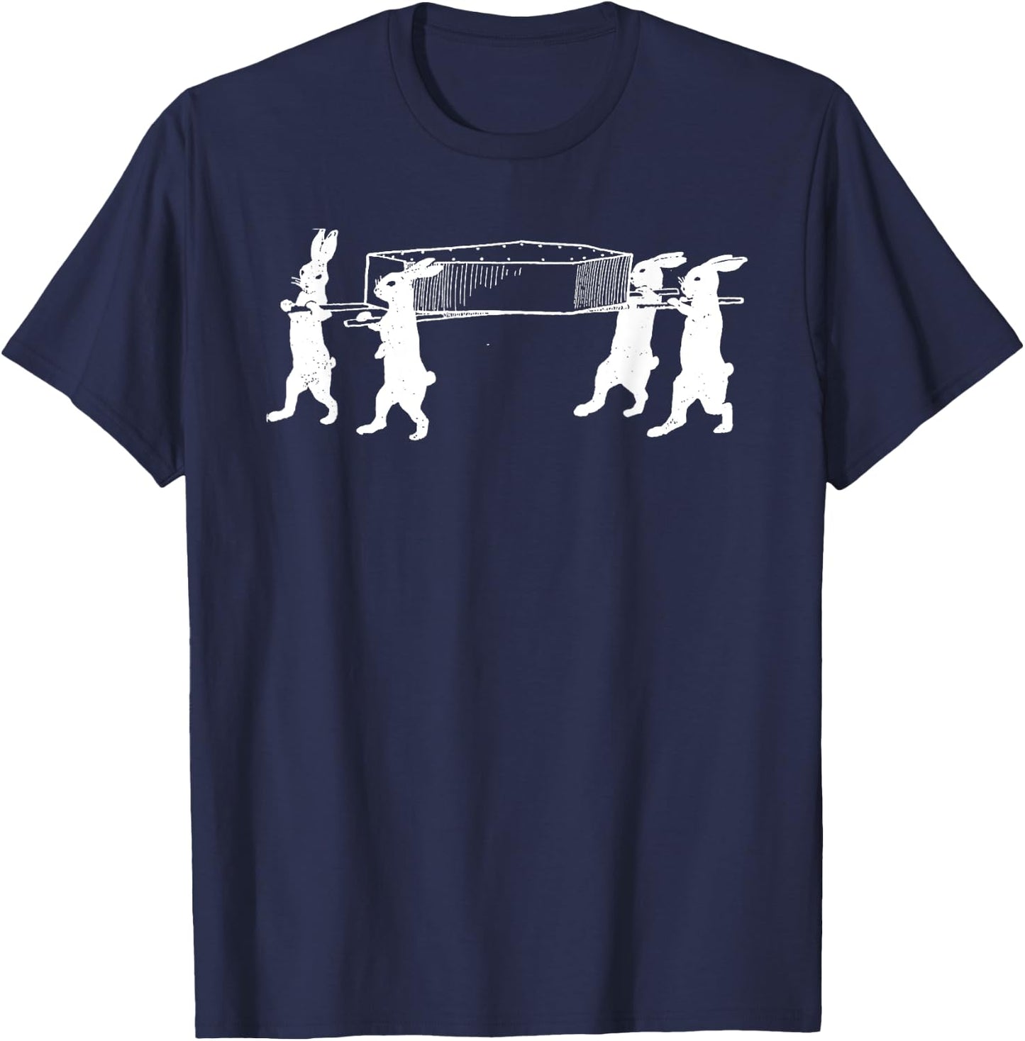 Funny Creepy Rabbits Carrying Coffin Casket Halloween Retro T-Shirt - T-Shirt | Navy