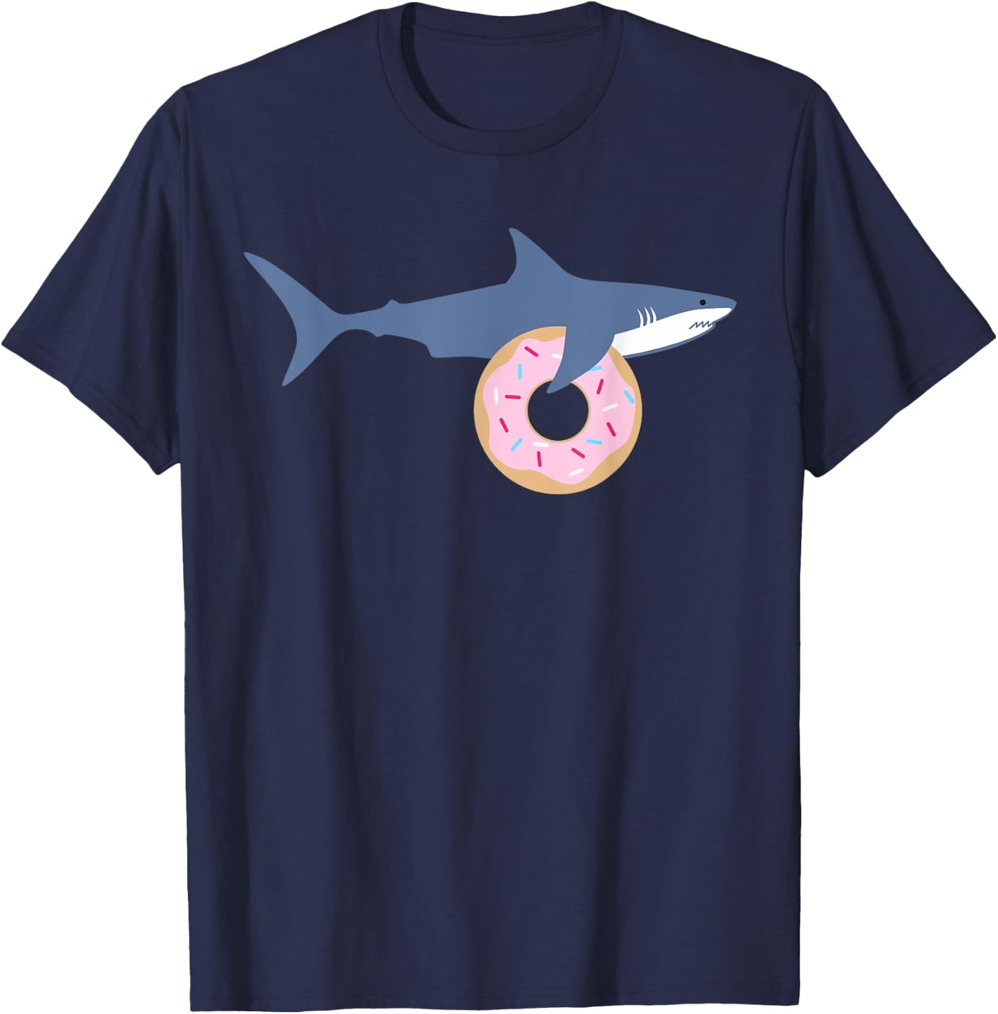 Funny Shark Carrying Donut Cute Food Kids Gift T-Shirt - T-Shirt | Navy