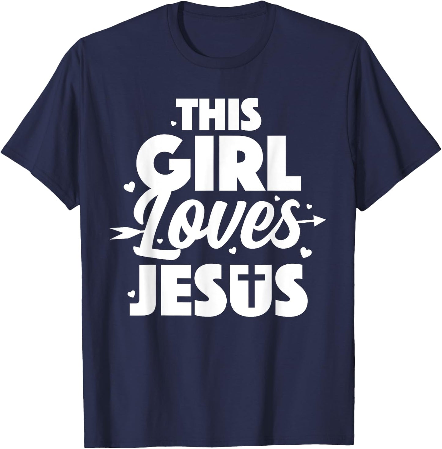 Cool Jesus Art For Girls Women Kids Jesus Christian Lover T-Shirt - T-Shirt | Navy