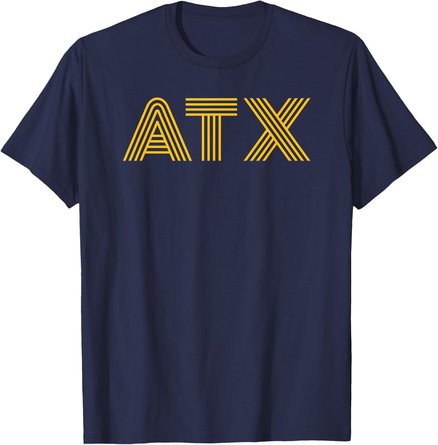 ATX / Austin TX Retro Design In Sunshine Yellow T-Shirt - T-Shirt | Navy