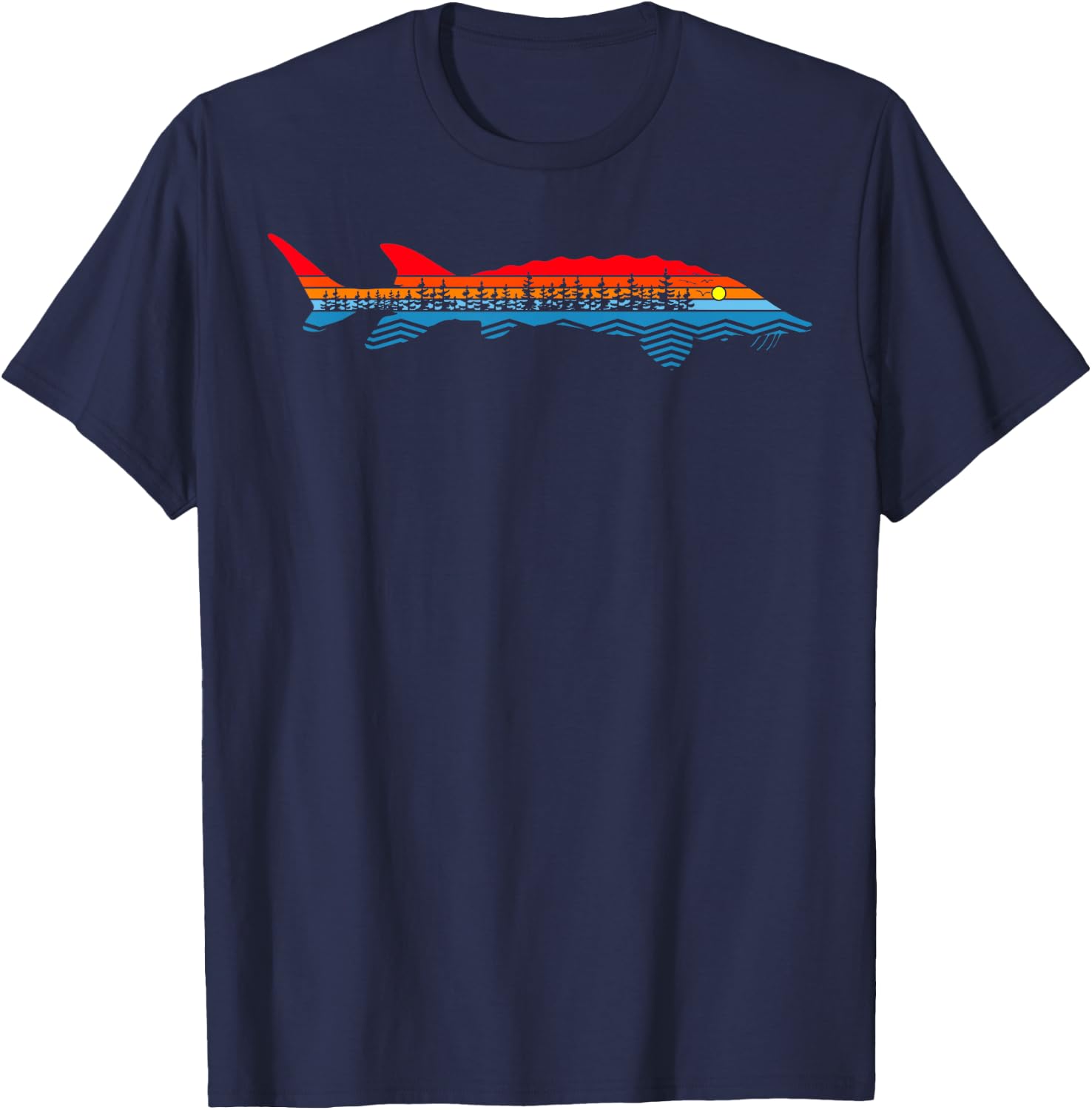 Vintage Nature Outdoor Fishing - Fisher Sturgeon Fish T-Shirt - T-Shirt | Navy