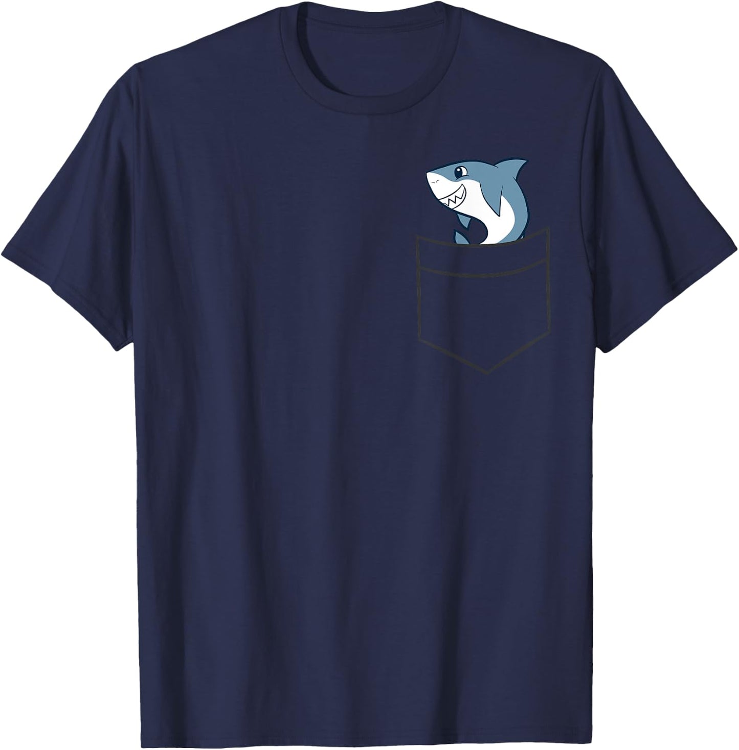 Shark In a Pocket Cute Pocket Shark T-Shirt - T-Shirt | Navy