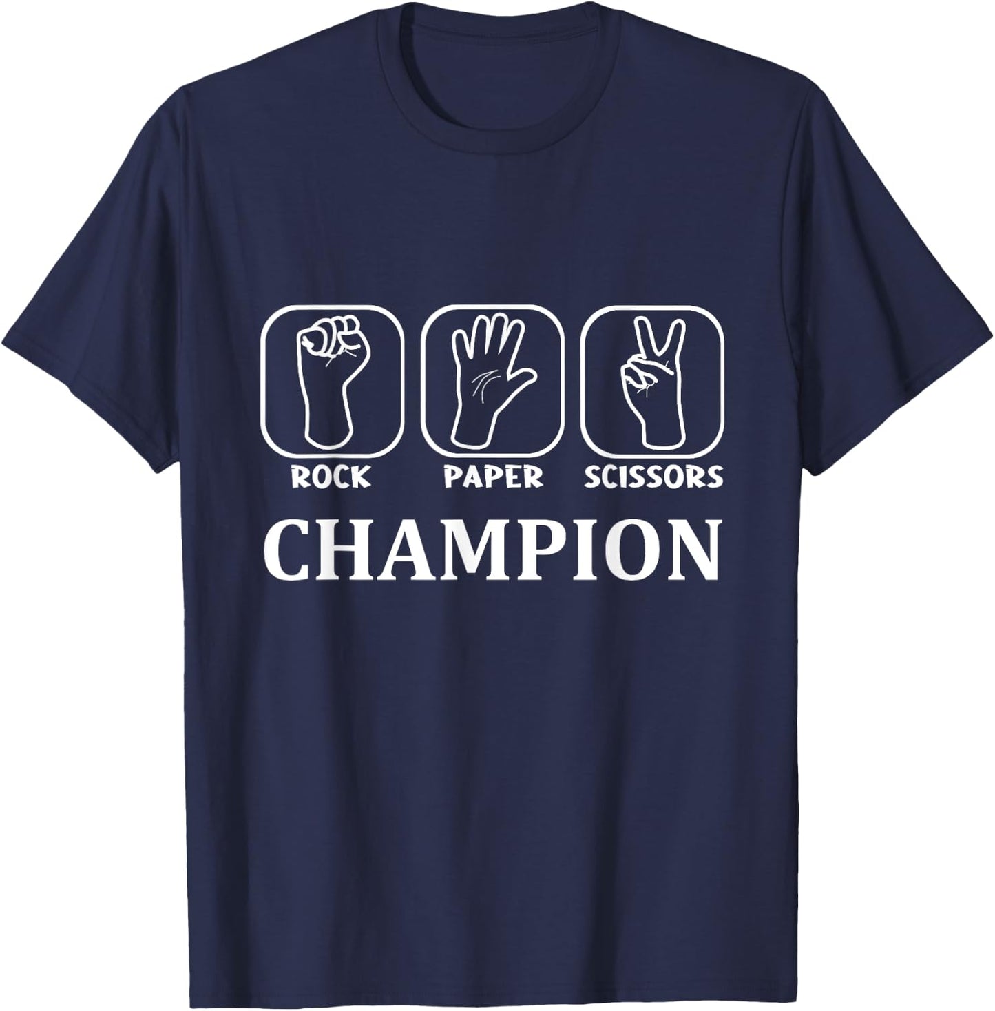 Funny Game Scissors Stone Paper Champion T-Shirt - T-Shirt | Navy