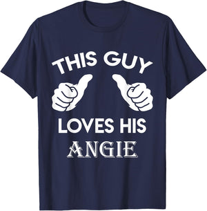 This guy loves his ANGIE gift valentine Anniversary 24t T-Shirt - T-Shirt | Navy