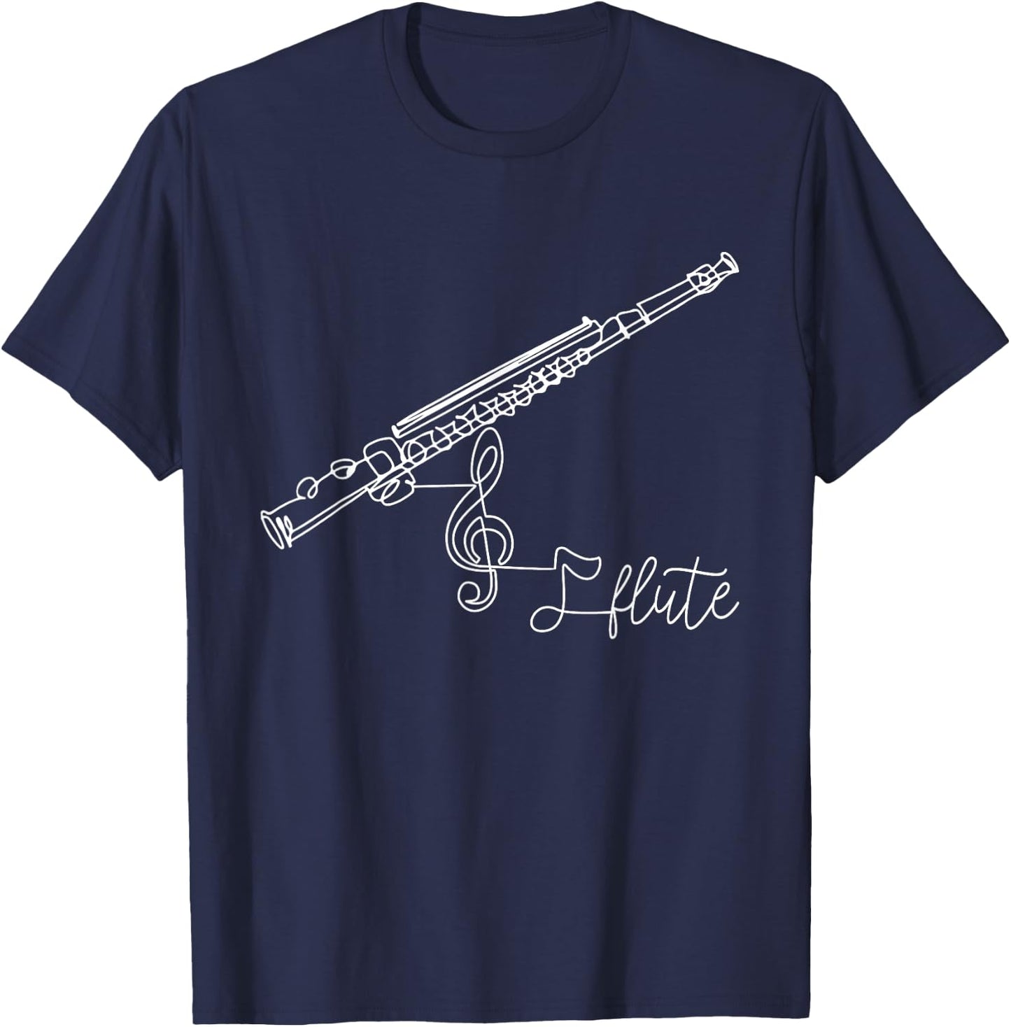 Flute Player Flutist Marching Band Music Lover Musician T-Shirt - T-Shirt | Navy
