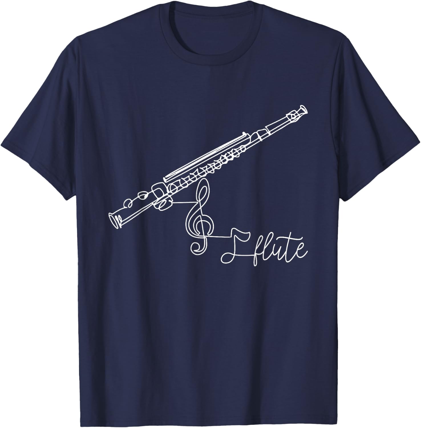 Flute Player Flutist Marching Band Music Lover Musician T-Shirt - T-Shirt | Navy