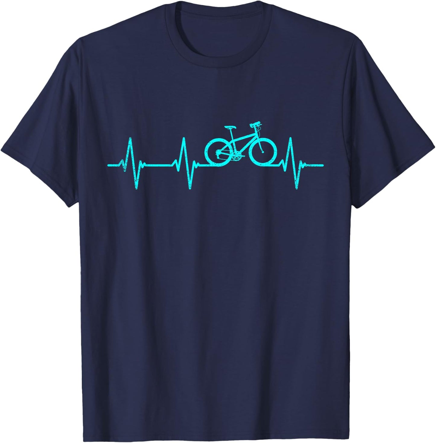 Mountain Biking Heartbeat Clothing Cyclist Cool Cycling Gift T-Shirt - T-Shirt | Navy