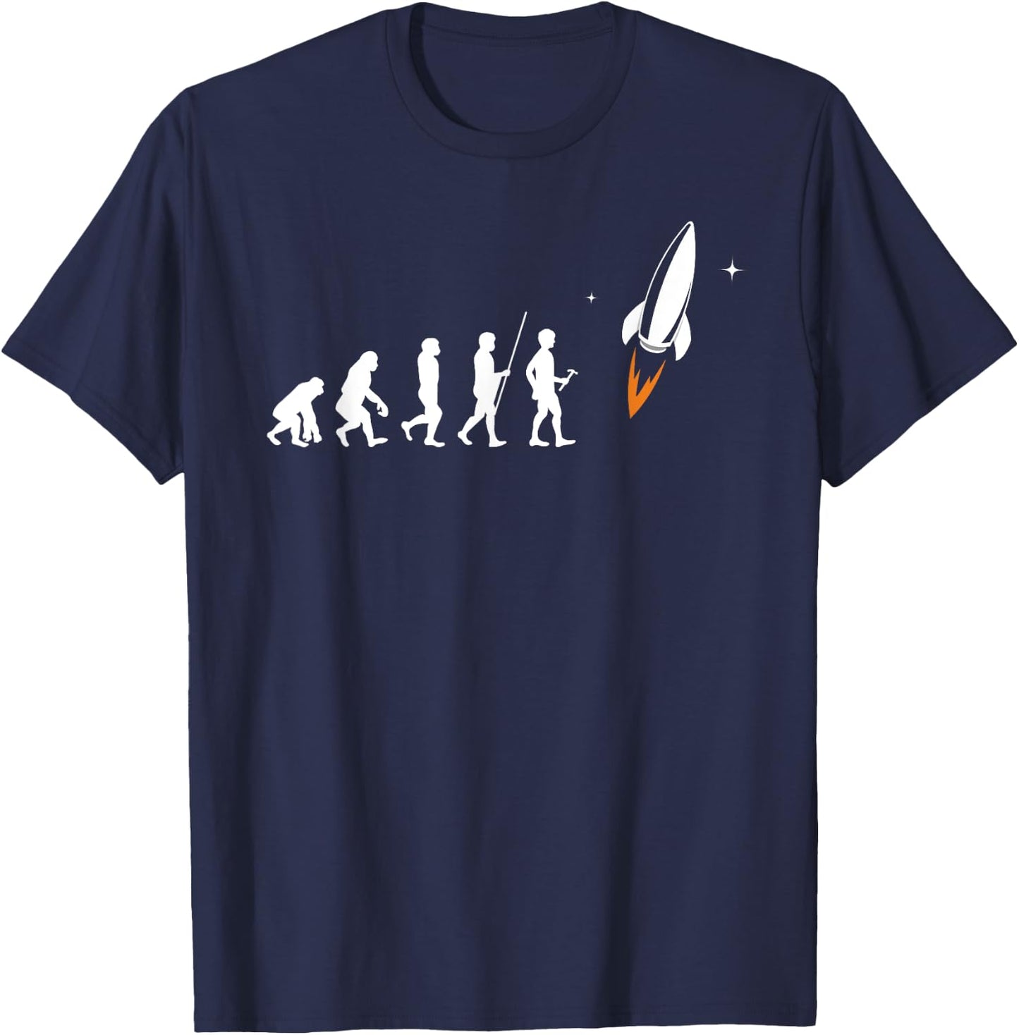 Human Evolution Monkey to Man to Rocket - Space Exploration T-Shirt - T-Shirt | Navy