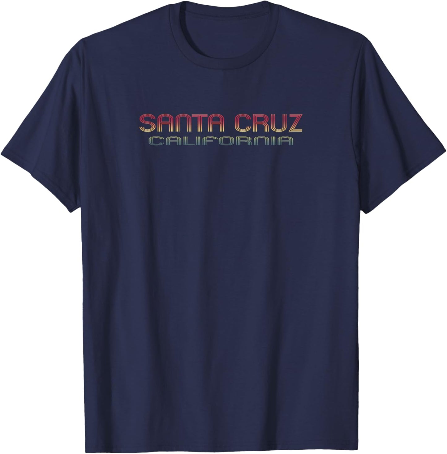Santa Cruz California, CA - Retro Colors - Souvenir T-Shirt - T-Shirt | Navy