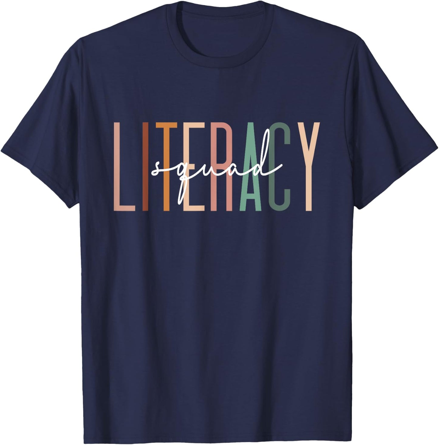 Literacy Squad Coach Reading School Librarian Teacher T-Shirt - T-Shirt | Navy