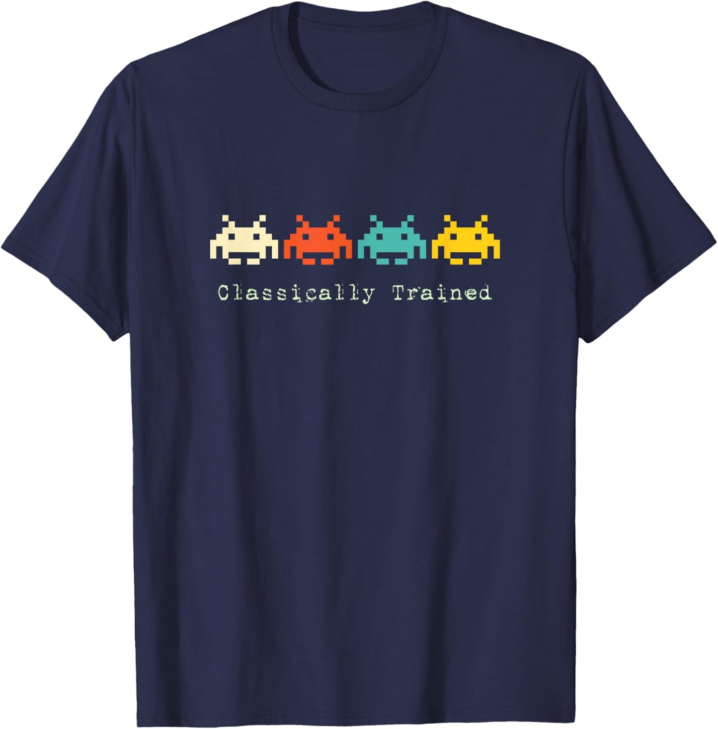 Classically Trained - 80s Retro Alien Invaders Space Gamer T-Shirt - T-Shirt | Navy