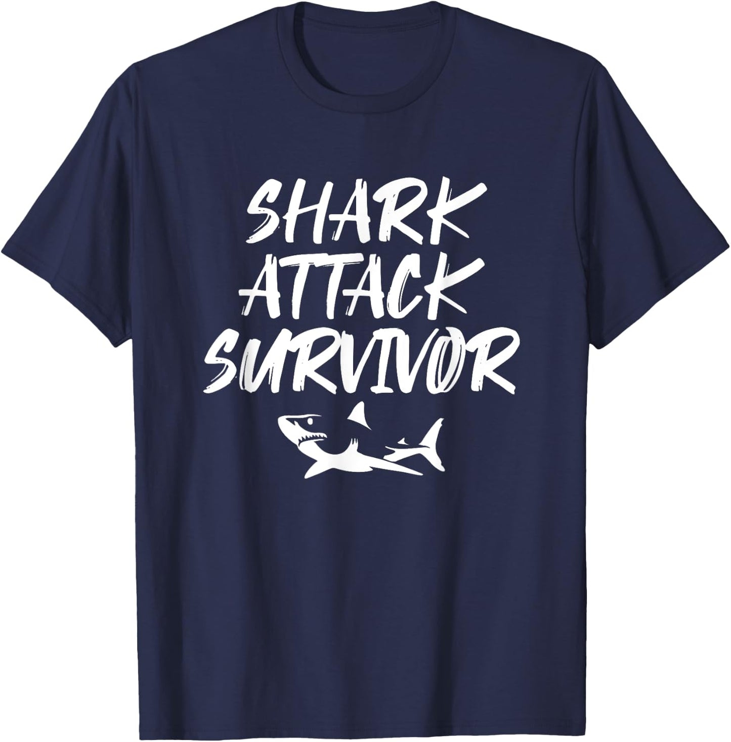 Shark Attack Survivor Funny Amputee Joke Handicapped T-Shirt - T-Shirt | Navy