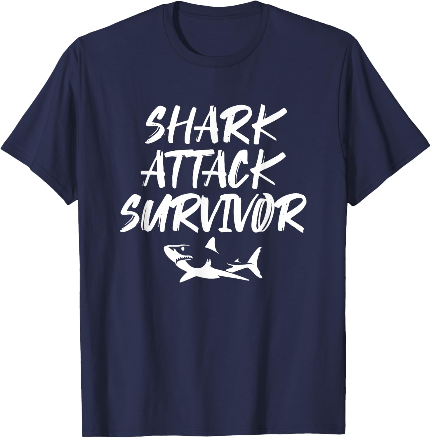 Shark Attack Survivor Funny Amputee Joke Handicapped T-Shirt - T-Shirt | Navy