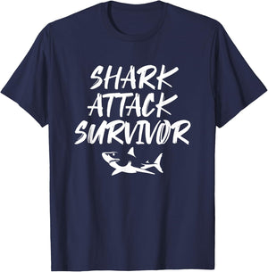Shark Attack Survivor Funny Amputee Joke Handicapped T-Shirt - T-Shirt | Navy