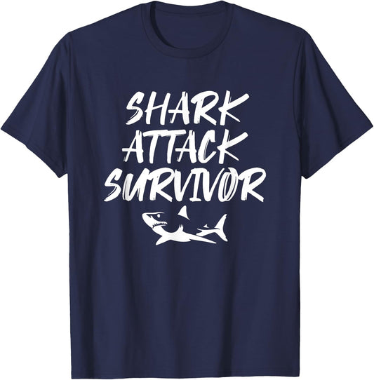 Shark Attack Survivor Funny Amputee Joke Handicapped T-Shirt - T-Shirt | Navy