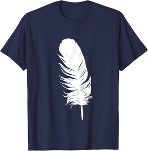 White feather print, casual, graphic, sleeveless summer Women Kids T-Shirt - T-Shirt | Navy