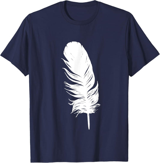 White feather print, casual, graphic, sleeveless summer Women Kids T-Shirt - T-Shirt | Navy