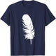 White feather print, casual, graphic, sleeveless summer Women Kids T-Shirt - T-Shirt | Navy