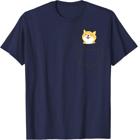 Shiba Inu In a Pocket Cute Pocket Shiba Inu T-Shirt - T-Shirt | Navy
