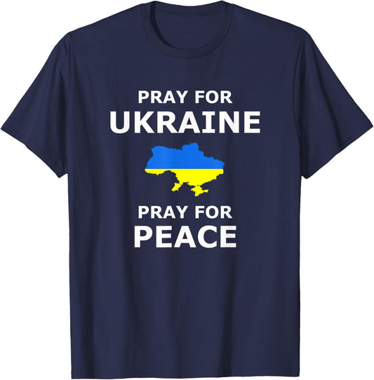 Pray for Ukraine Peace Ukraine Flag T-Shirt - T-Shirt | Navy
