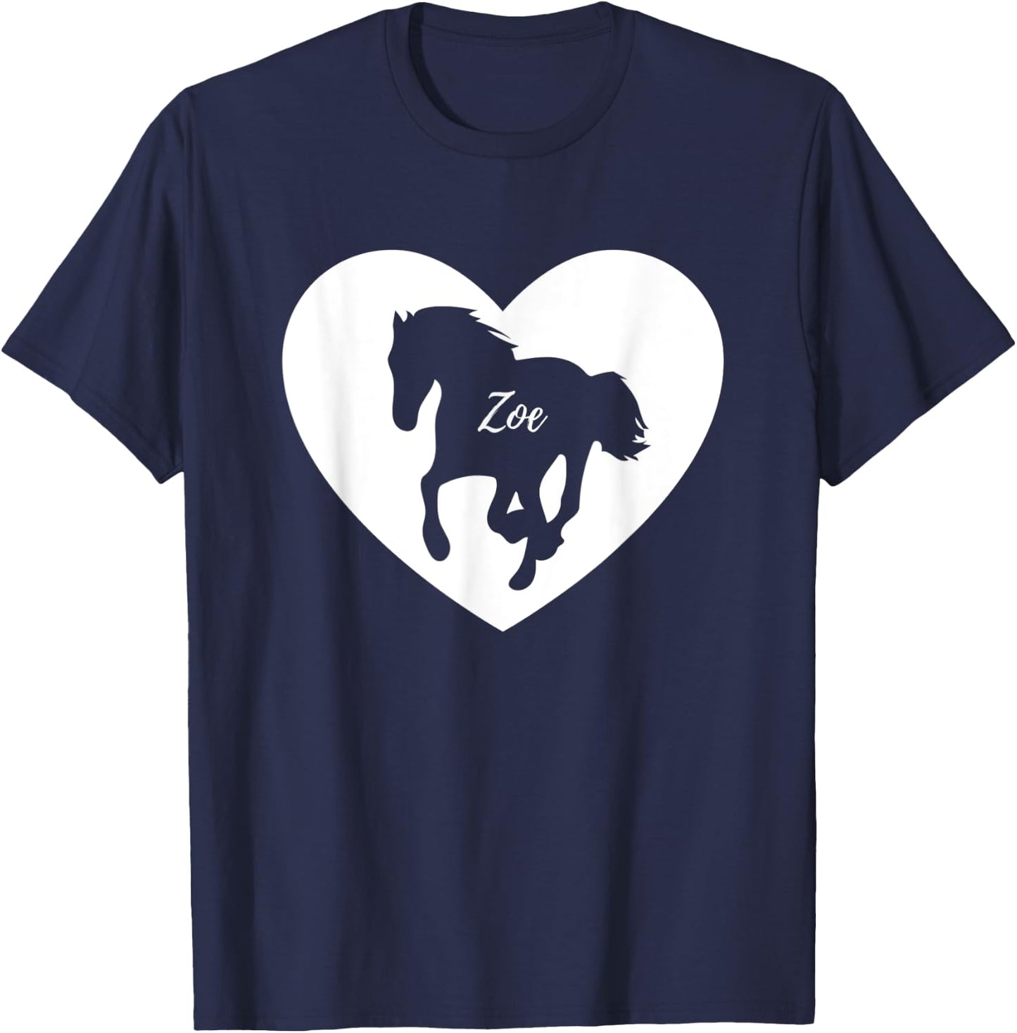 Zoe Horse Lover Shirt for Girls Named Zoe Loves Horses T-Shirt - T-Shirt | Navy