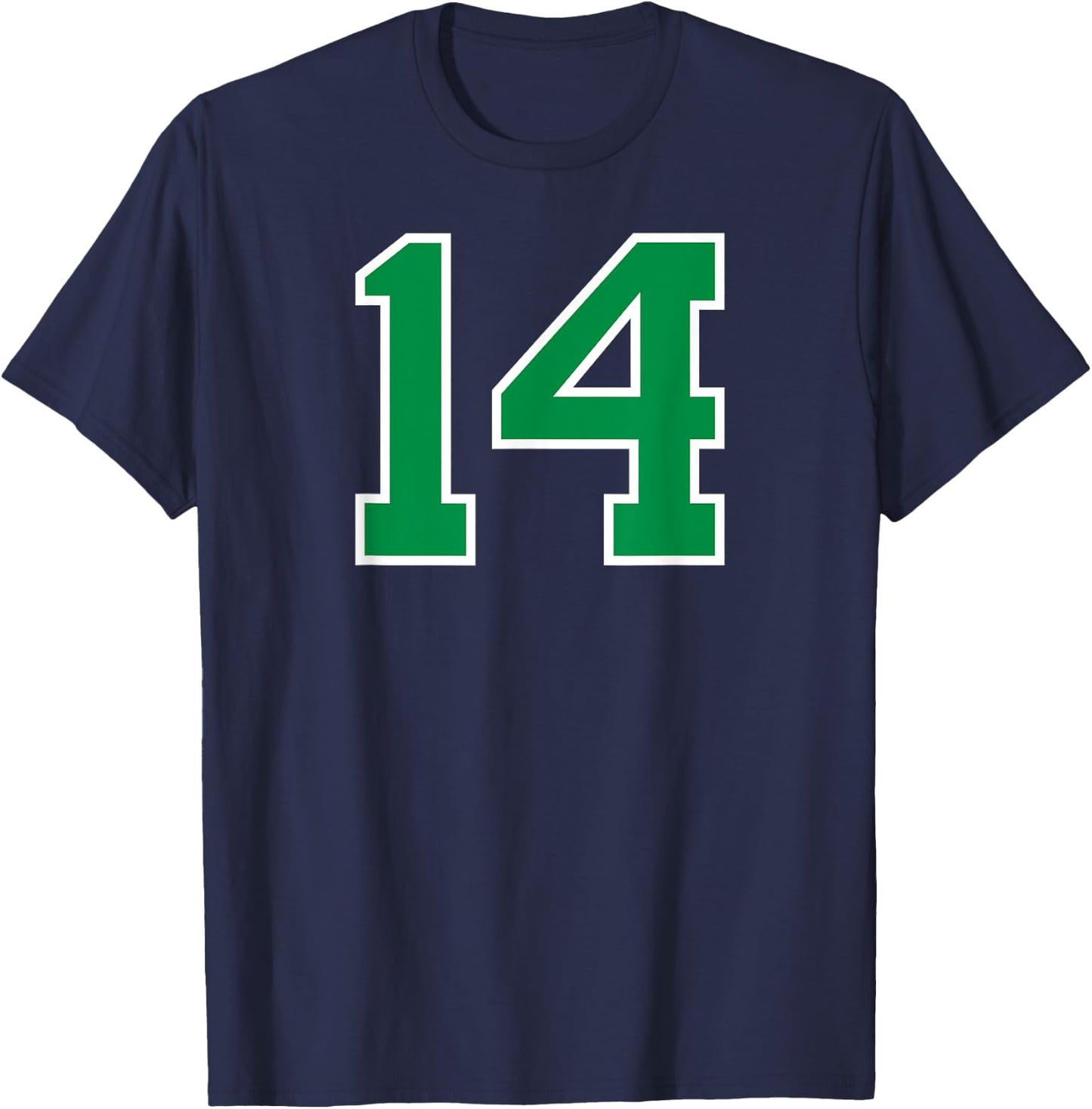 Number #14 Sport Green Number T-Shirt - T-Shirt | Navy