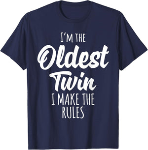 Twins Matching Shirt - Older Twin Sister/Brother - Blue - Size S - Short Sleeve - - Casual Humorous - Birthday - Girls & Women - - Imported T-Shirt - T-Shirt | Navy