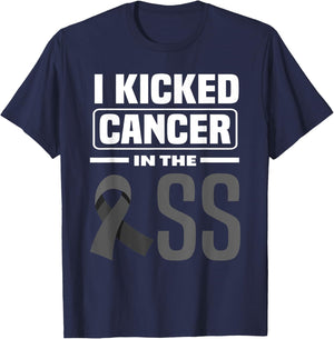I Kicked Cancer In The Ass Melanoma Skin Cancer Awareness T-Shirt - T-Shirt | Navy