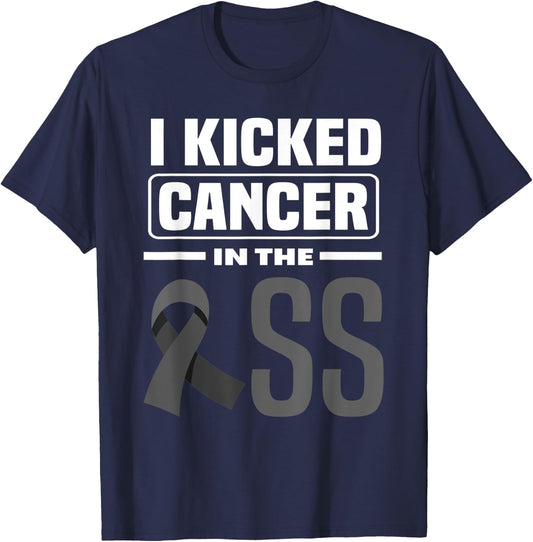 I Kicked Cancer In The Ass Melanoma Skin Cancer Awareness T-Shirt - T-Shirt | Navy