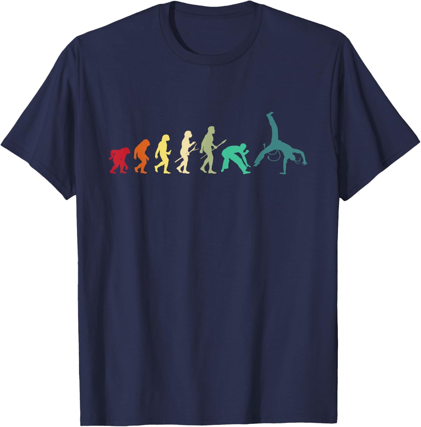 Evolution Of Capoeira - Brazilian Martial Arts Kickboxing T-Shirt - T-Shirt | Navy