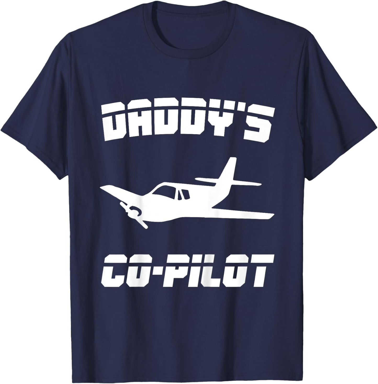 Kids Daddy's Co-pilot Boy Girl Kid Birthday Plane Lover Gift T-Shirt - T-Shirt | Navy