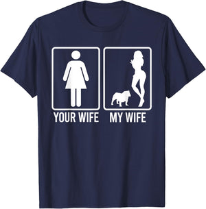 Your Wife My Wife Shirt For Husband, Frenchie Dog Dad T-Shirt - T-Shirt | Navy