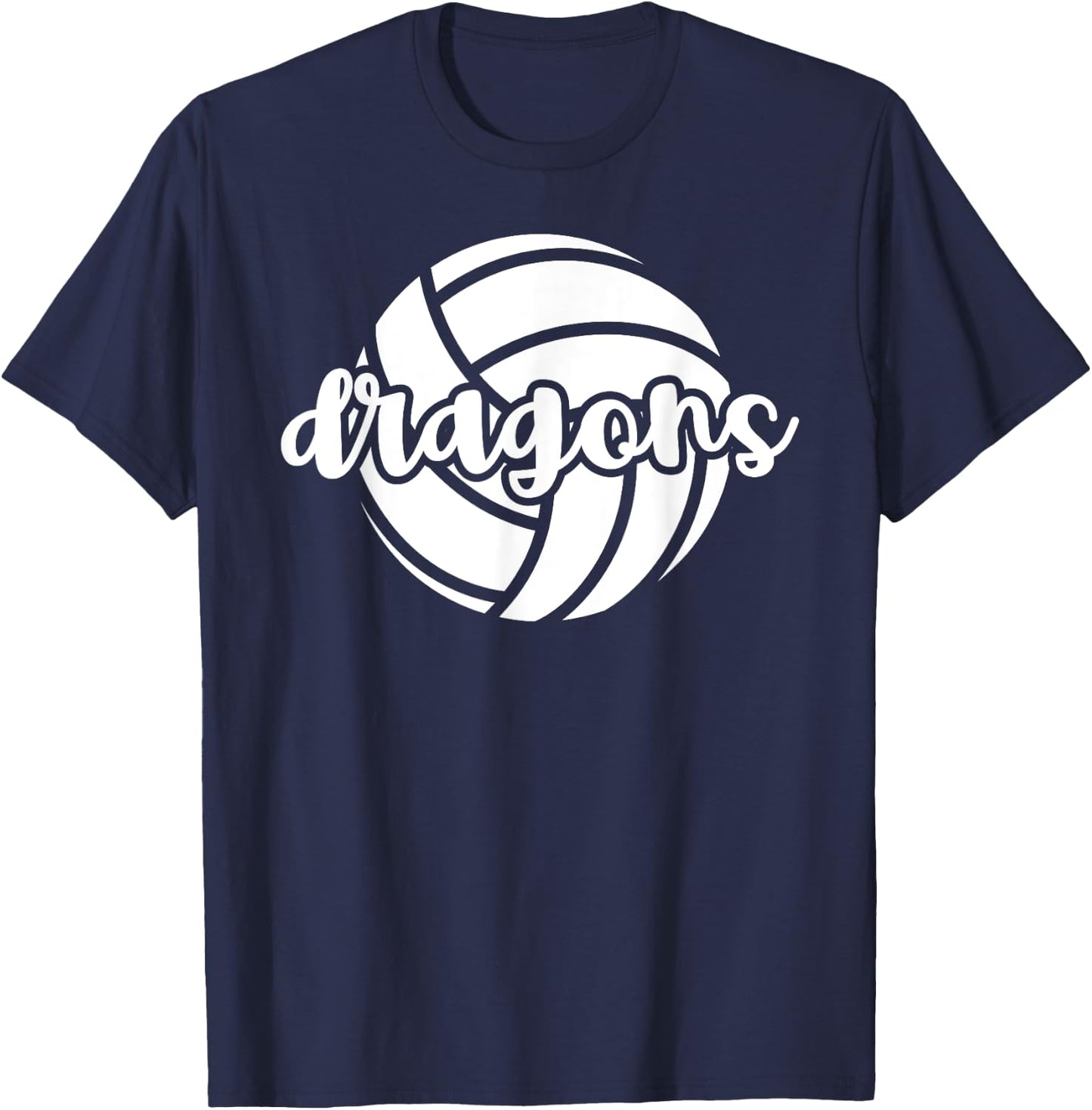 Dragons Volleyball Team Mascot School Spirit Game Night T-Shirt - T-Shirt | Navy