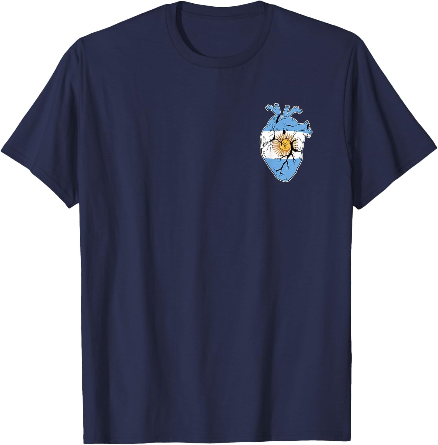 Argentina Flag Pride Anatomical Heart Soccer Sport Player T-Shirt - T-Shirt | Navy