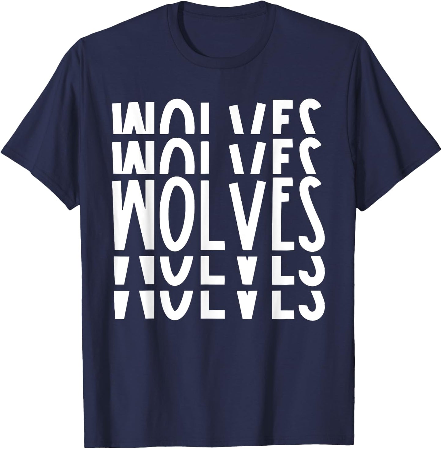 Wolves School Sports Team Mascot Town Go College Athlete T-Shirt - T-Shirt | Navy