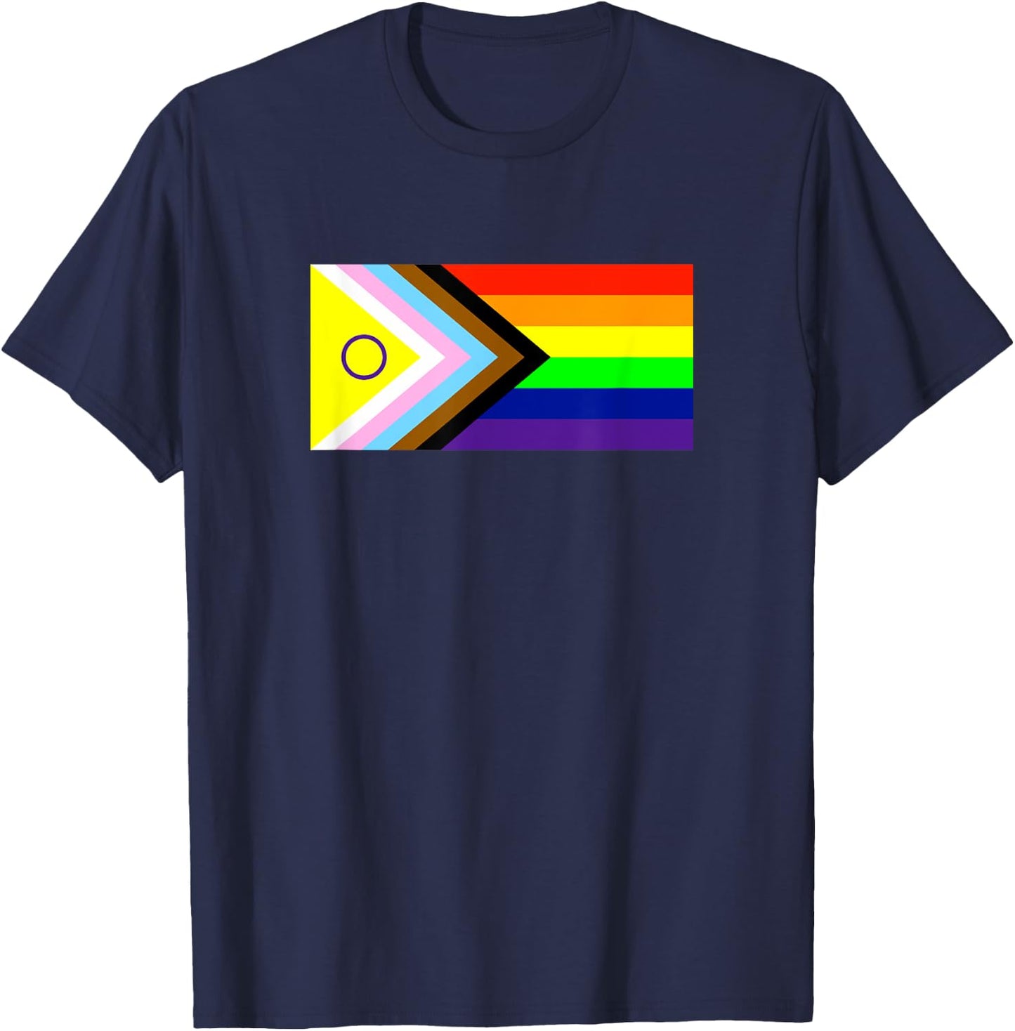 Progress Pride Flag Intersex Pride Flag T-Shirt - T-Shirt | Navy