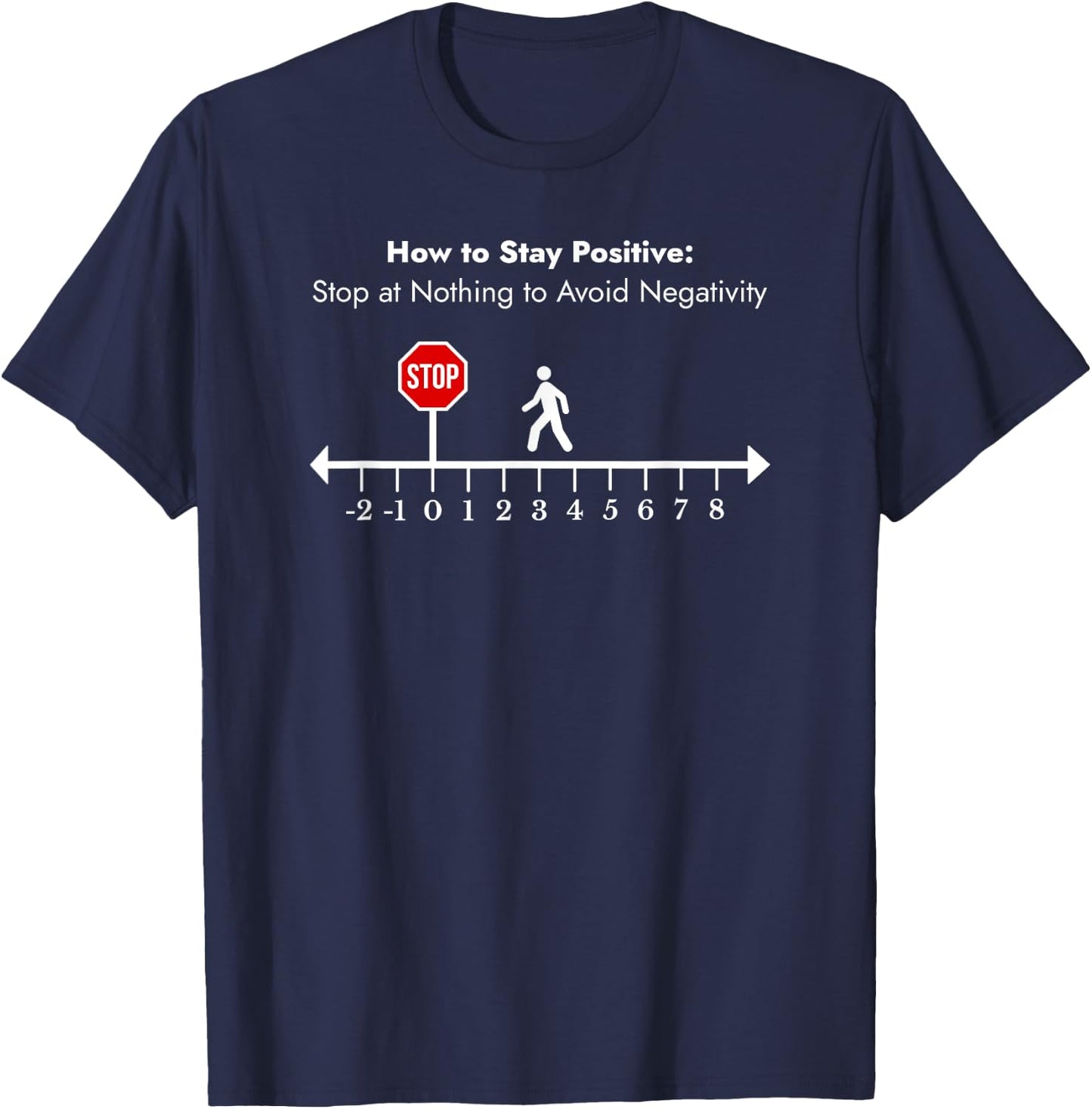 Stay Positive Avoid Negativity Math Teacher Inspiring Pun Men Women Girls Kids T-Shirt - T-Shirt | Navy