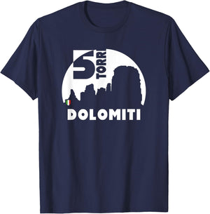 5 Cinque Torri Five Towers Dolomites Hike Hiking Gifts Italy T-Shirt - T-Shirt | Navy