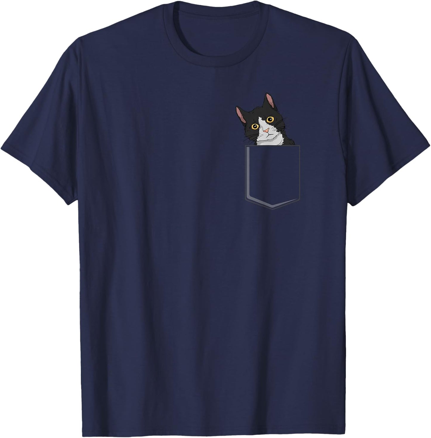 Tuxedo Cat Pocket Cat Lady Gift Cat Mom Tuxedo Cat T-Shirt - T-Shirt | Navy