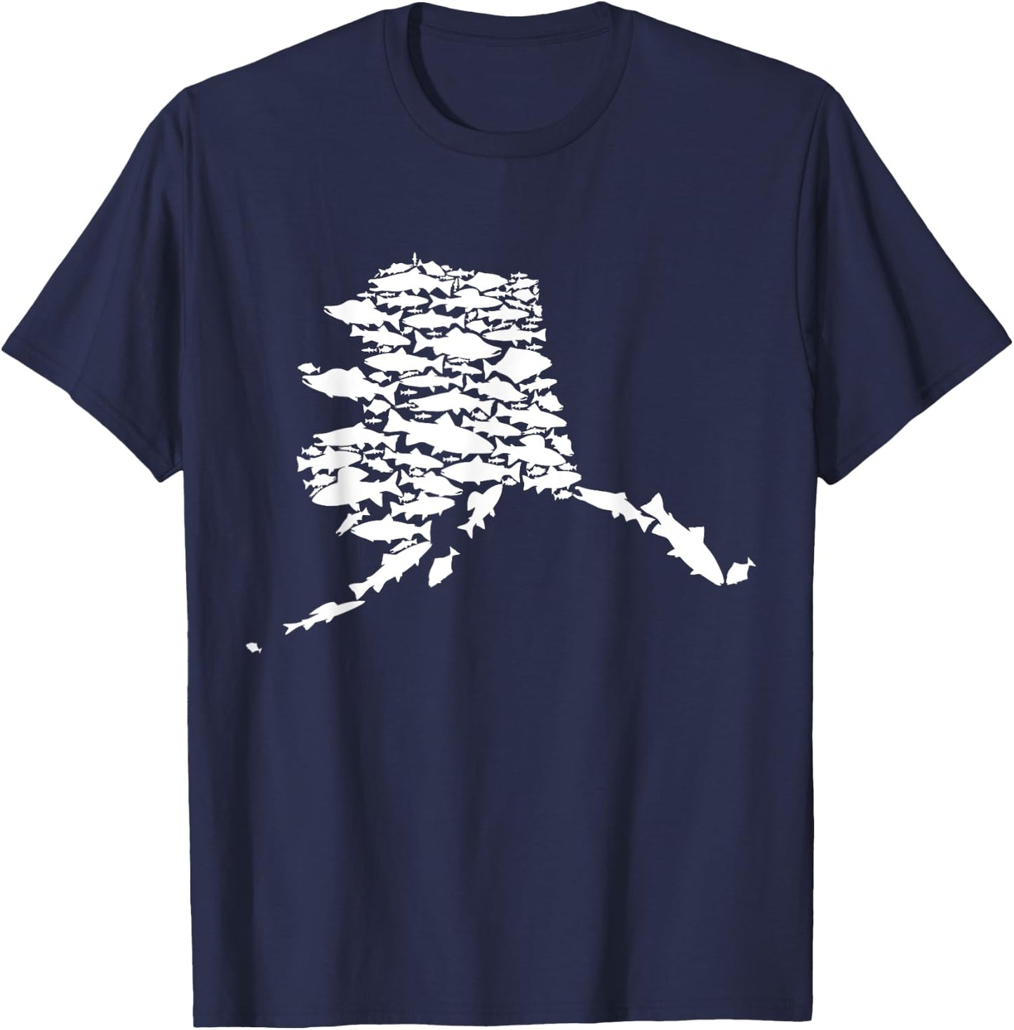 Alaskan Fish Alaska State Made of Wild Salmon Halibut Trout T-Shirt - T-Shirt | Navy