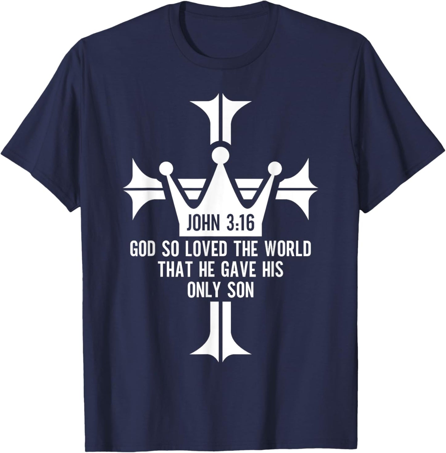 John 3:16 Christian Cross Bible T-Shirt - T-Shirt | Navy