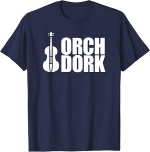 Orch Dork with Violin - Cello - String Instrument T-Shirt - T-Shirt | Navy