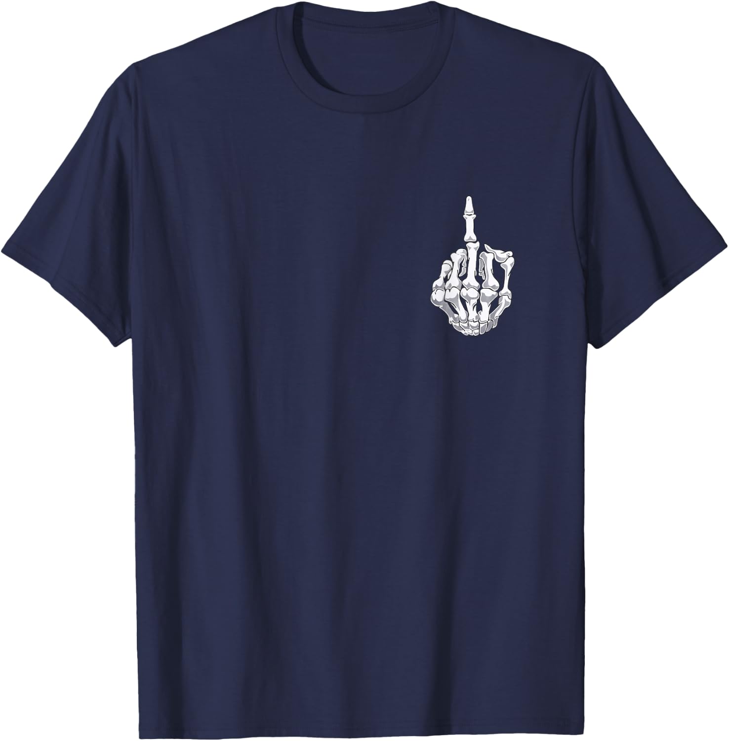 Funny Halloween Middle Finger Skeleton Hand Skull Adult Gift T-Shirt - T-Shirt | Navy