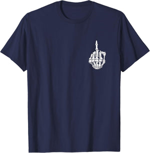 Funny Halloween Middle Finger Skeleton Hand Skull Adult Gift T-Shirt - T-Shirt | Navy